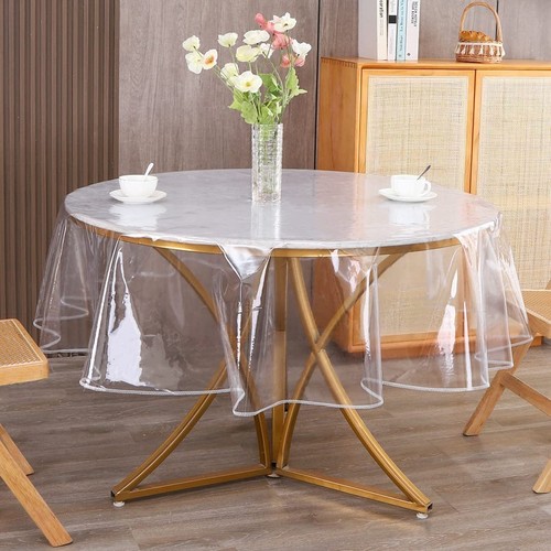Tablecloth Clear Plastic Transparent Waterproof Heavy Duty Dining Table Cover - Picture 5 of 17