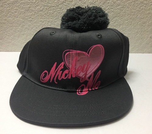 Disney Parks Mickey Hearts Me Gray Baseball Cap Hat Pom Pom Size Youth Pink Girl - Picture 1 of 4