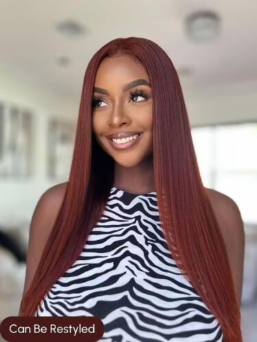 UNice Glueless Wear Go Reddish Brown Body Wave Precut Lace Front Human Hair Wig - Picture 2 of 9