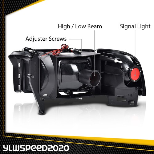 Fit For Ram 1500 2500 3500 94-02 Black/Clear Corner LED DRL Headlight Lamps - Picture 6 of 9