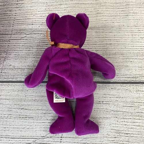 MILLENNIUM Beanie Baby / Buddies TY Vintage 1999 Viola Peluche Orsacchiotto Giocattoli - Foto 11 di 22
