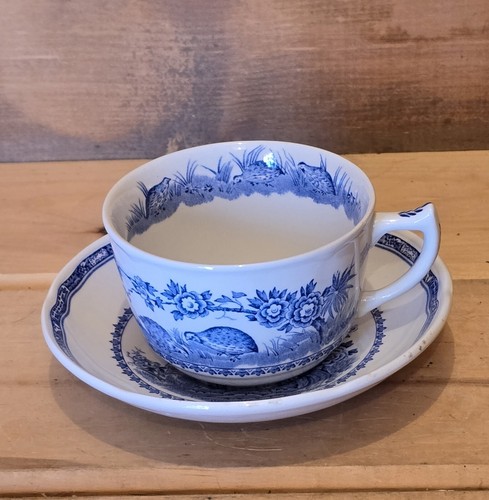 1 Furnivals Blue Quail Teacup and Saucer. Teacup Measures 3-5/8"W x 2-5/8"H - Picture 3 of 10