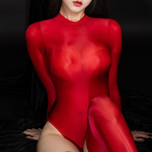 Mujeres Mono Manga Larga Leotardo Brillante Body Sedoso Prendas para dormir Elástico - Imagen 34 de 53