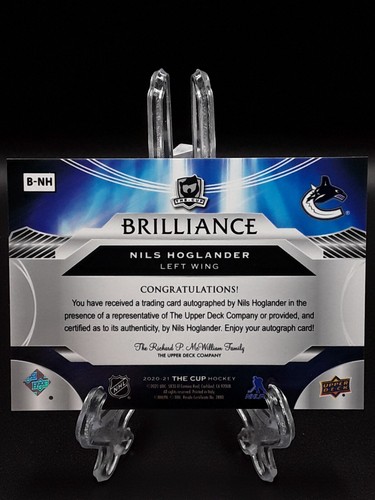 2020-21 Upper Deck The Cup Brilliance Auto Nils Hoglander Rookie RC Canucks - Picture 2 of 2
