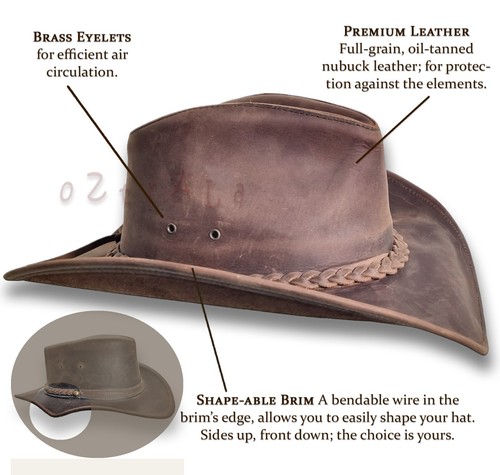 LEDER Cowboy MÜTZE【OZtrALa】 australisches Outback australischer Western Männer DESPERADO HL33 - Bild 4 von 11