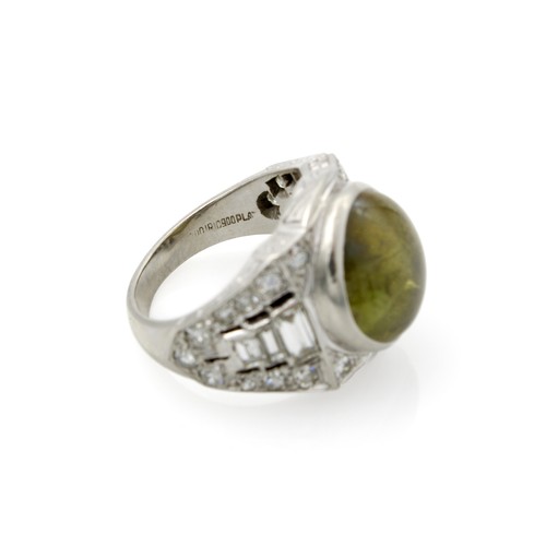 Art Deco Plat Chrysoberyl and Diamond Ring Size 4.25 #E23-132 - Picture 6 of 8