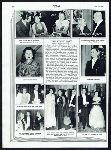 Gavin Astor Rose Paget Russian Ballet Season Covent Garden 1939 Foto Artikel - Bild 2 von 2