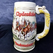 Vintage 1983 Budweiser Clydesdales Stein Mug Anheuser Busch Collectible🍺