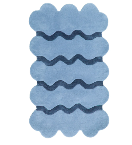 Sculpted Edge Hand Tufted Rug, Wavy Wool Area Rug Irregular Shape - Picture 5 of 6