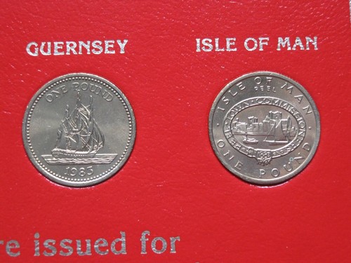 1983 The One Pound Pieces 4 coin set UK Jersey Guernsey and Isle of Man UNC - Picture 4 of 6