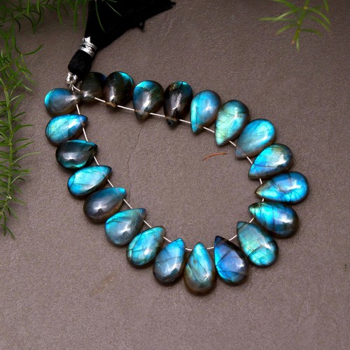 21 Pcs 108 Ct Natural Labradorite Teardrop Gemstone Briolette 8x11-9x15mm #12732 - Picture 3 of 8
