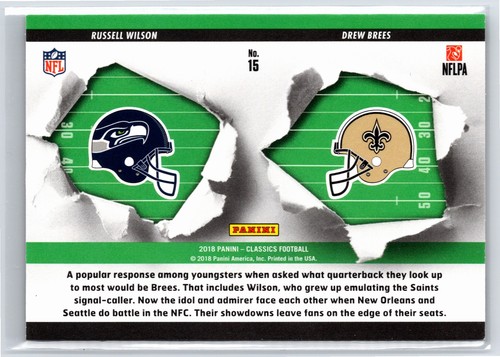 2018 Panini Classics #15 Drew Brees/Russell Wilson klassische Zusammenstöße - Bild 2 von 2