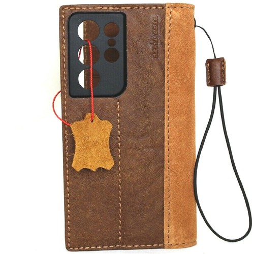 Genuine Leather Case for Samsung Galaxy S21 Ultra Wallet Book Luxury cover Suede - Picture 7 of 7