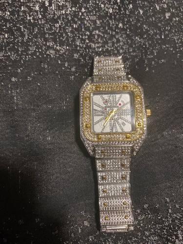 Luxury Ice out Diamond Men Watch Iced Quartz Cz King Bling Hip Hop Silver Square - Picture 9 of 17