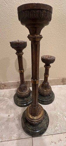 Vintage Maitland-Smith Candle Holders - Set of 3 - Picture 5 of 9