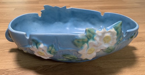 Beautiful Roseville White Rose Console Bowl 391-10 - Picture 2 of 15