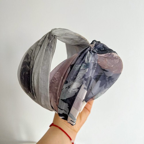 Hair Accessories Crossed Headband Tie-Dye Printing Fashion Hairband Wide-Edged - Picture 4 of 29
