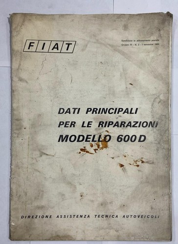 Manuale dati principali - Fiat - Modello 600D. 1969 - Picture 1 of 5