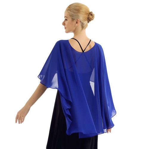 Womens Sheer Cape Wrap Wedding Bridal Shawl Chiffon Shrug Evening Dress Cover Up - Picture 12 of 53