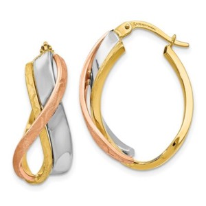 Leslies Real 14kt Polished and Brushed Twisted Hinged Hoop Earrings Leslies Real 14kt Polished and Brushed Twisted Hinged Hoop Earrings