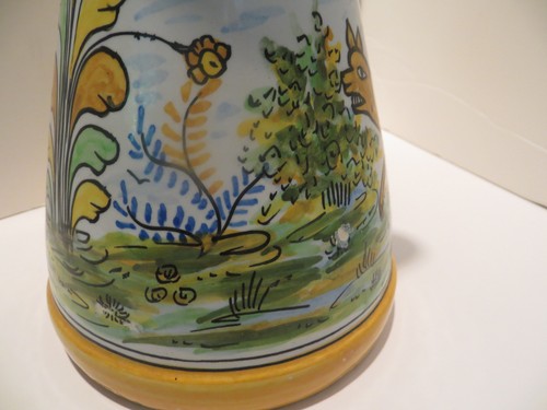Vintage Folk Art Pitcher Spain Colorful Primitive Country Style Tiger or Dog? - Picture 5 of 12