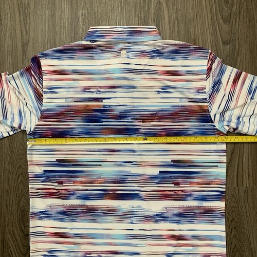 ROBERT GRAHAM Clubhouse Collection Performance Polo Red White Blue Watzman Small - Picture 6 of 10