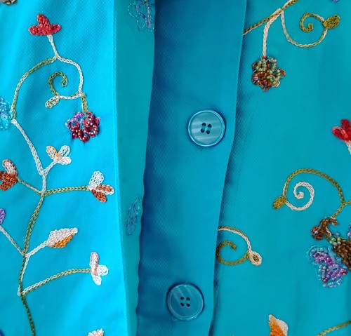 Chaqueta Boho Quacker Factor Azul Bordada Cuentas Funky Plus Talla 2X 22 24 Nueva Con Etiquetas - Imagen 4 de 13