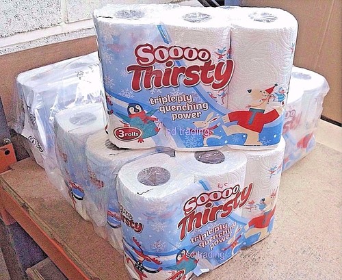 48 White Embosse 3 Ply Kitchen Roll Luxury Quality Tissue Paper Towel - Picture 3 of 4