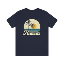 Unisex Hawaii Hawaiian Shirt Sunset Beach Palm Tree Vacation Vintage T-Shirt
