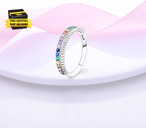 925 Sterling Silver Ring for Women,Personalized Gorgeous Rings Stackable Vintage - Picture 7 of 7