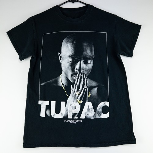 Camisa Tupac Adulto Pequeña Negra 71-96 Shakur Dos Carados Mangas Cortas Bravado Para Hombre - Imagen 2 de 11