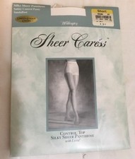 Worthington Sheer Caress Pantyhose Sandalfoot Control Top Short Khaki Free Ship 