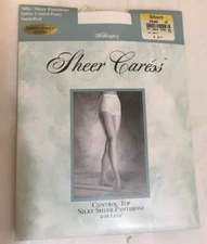 Worthington Sheer Caress Pantyhose Sandalfoot Control Top Short Khaki Free Ship!