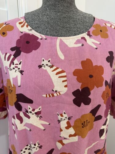 Vestido Princess Highway Love Cats Rosa Floral Lino Algodón 10 12 14 - Imagen 2 de 14