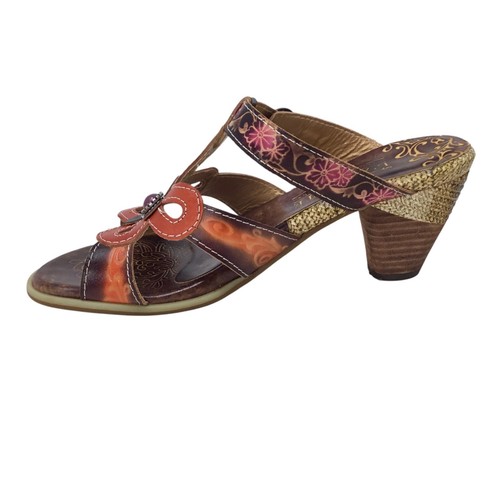 L'Artiste Spring Step Queenie Sandals Women's 36 or 5.5-6 Leather Floral Art - Picture 5 of 11