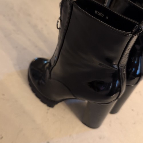 Dolls Kill Black Patent Faux Leather Boots Size 9 - Picture 7 of 11