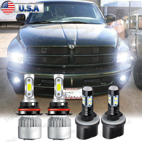 For Dodge RAM 1500 2500 3500 1994-2001 LED Headlight High/Low Fog Lights Bulbs - Picture 1 of 12
