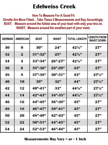 XS 4 EDELWEISS CREEK Vestido Dirndl Alemán Largo Oktoberfest BORDADO CONJUNTO DE 3 Piezas - Imagen 2 de 6