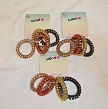 Scunci Spirals Ponytail Holders 3 Packs 12 Pieces Dent Free Hold Metallic Finish