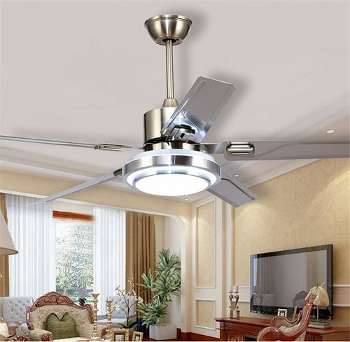 48" Silver Industrial Ceiling Fan - 5000CFM & 3-Color LED with Remote - Picture 10 of 14