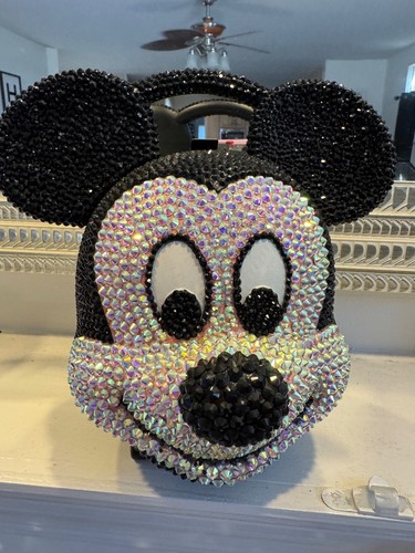 Rhinestoned Vintage Disney MICKEY MOUSE Head Lunch Box with THERMOS - Picture 11 of 12