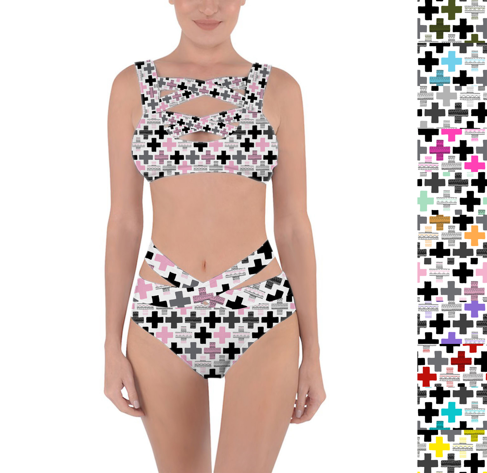 Geometric Cross Criss Cross Bandage Bikini Set XS-3XL Geometric Cross Criss Cross Bandage Bikini Set XS-3XL