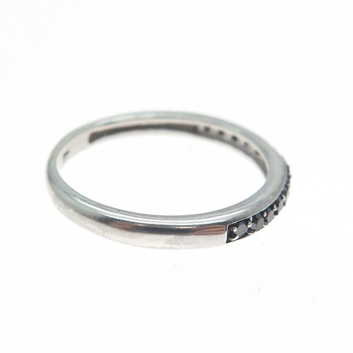925 Sterling Silver Real Black Diamond Stackable Half Eternity Ring Size 7.25 - Picture 6 of 9