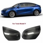 Dry Carbon Fiber Rearview Mirror Cover Caps Accessory For Tesla Model Y 2020-up