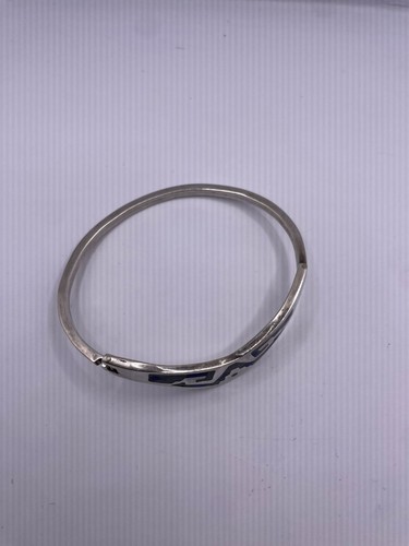 Vintage Taxco Mexikanisches Symbol Blau Lapis 925 Sterling Armreif Armband - Bild 5 von 5