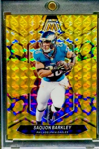 Saquon Barkley RARE GOLD REFRACTOR INVESTMENT CARD SSP PANINI EAGLES  MINT - Picture 3 of 9
