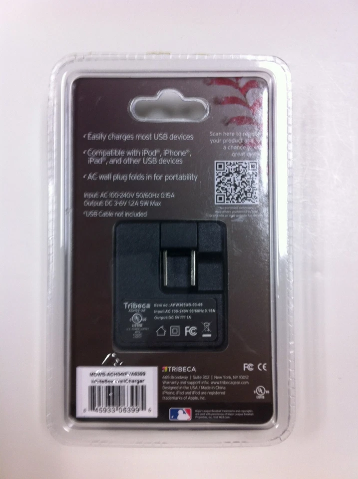 Tribeca - Cargador de pared USB Chicago White Sox - Negro - ¡Envío gratuito! Foto 2 de 2