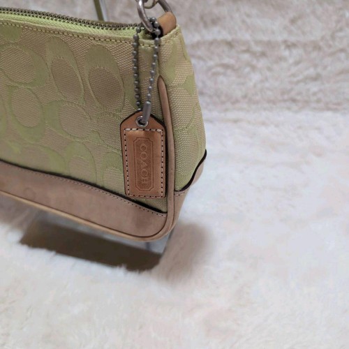 AUTÉNTICO Bolso de Mano Coach Signature Demi Mini Bolsa Lona Cuero Verde Lima 6094 - Imagen 2 de 13