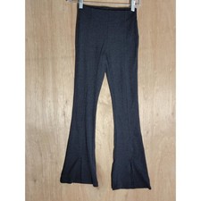 ZARA Pants Girls Size 13-14 Charcoal Ribbed Flared Ankle Slit Hem Modern Casual