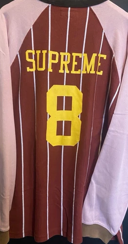 2024 Supreme Stripe Raglan L/S Top T Shirt Tee Jersey Rayures Marron Neuf avec étiquettes DS